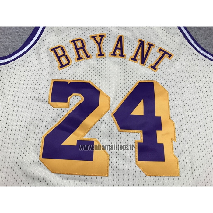 Maillot Los Angeles Lakers Kobe Bryant NO 24 Mitchell & Ness Chainstitch Creme